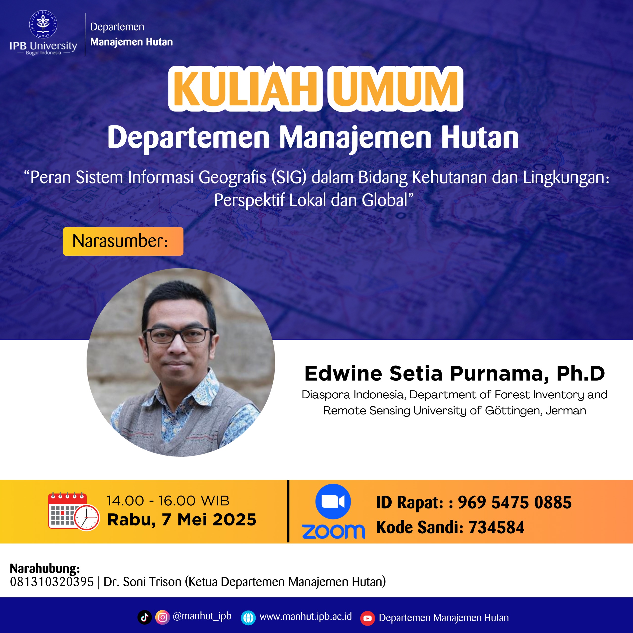 <span class="dojodigital_toggle_title">Departemen Manajemen Hutan IPB Selenggarakan Kuliah Umum tentang GIS dalam Kehutanan dan Lingkungan</span>
